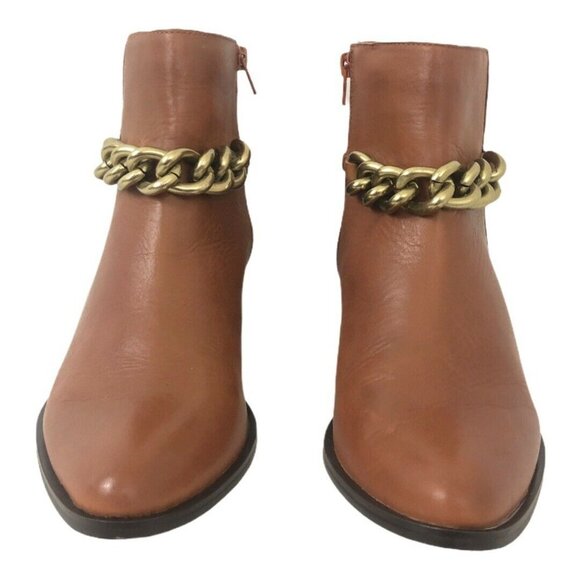 Corso Como Brown Leather Chain Ankle Boots - Picture 2 of 7